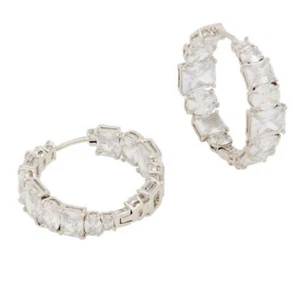 KATE SPADE NEW YORK Silver Candy Shop Medium Hoop Earrings, 1" - Picture 1 of 6