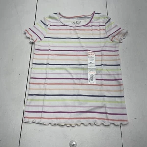 Jumping Beans Multicolor Stripe Short Sleeve T Shirt Toddler Girls 5T New - Picture 1 of 6