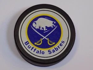 Buffalo Sabres Hockey Puck Vintage NHL Old Official Viceroy Canada Black Back - Picture 1 of 3