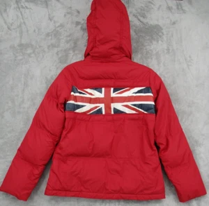 Reebok Coat Womens Small British Flag Hooded Full Zip Insulated Outdoor Red - Picture 1 of 10