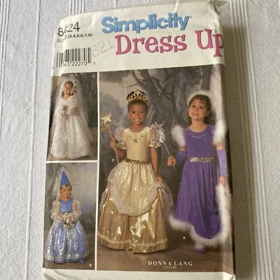 SIMPLICITY 8424 PRINCESS Sewing Pattern Bride Halloween COSTUME Size 3-8 UNCUT - Image 1 of 4