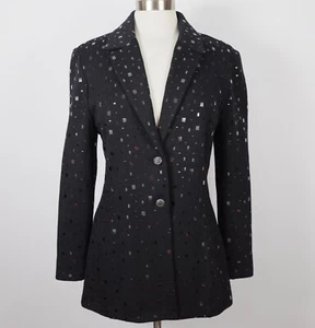 St John Collection Evening long jacket sz 6 black santana knit sparkling palette - Picture 1 of 8