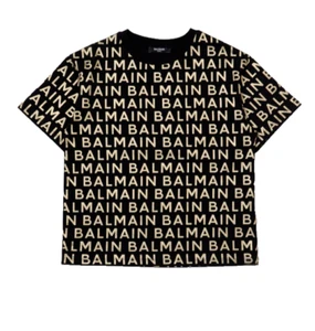 BALMAIN T SHIRT WOMEN SS TEE ALLOVER GOLD BT8Q21 930OR - Picture 1 of 1