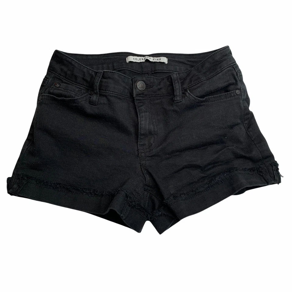 Celebrity Pink Womens Black Ultra High Rise Cutoff Shorts Plus 18 BHFO 0742