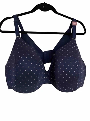 CACIQUE | Sujetador con aros cobertura completa ligeramente forrado a lunares azul marino y rosa 44DD Foto 1 de 4