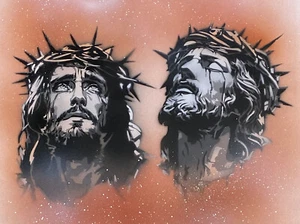 TS-001 Jesus Stencil Tattoo Airbrush Walltattoo Vintage Multilayer Template - Picture 1 of 3