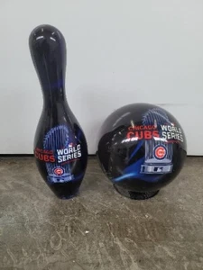 Rare Chicago Cubs World Series Champion Baseball Bowling Ball & Pin Set - Picture 1 of 4