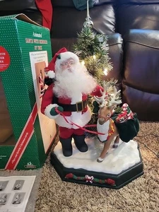 Vtg Working 1995 Holiday Creations Santa Reindeer Tree Animated Musical Moves - Picture 1 of 24