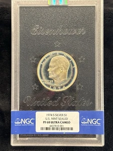 1974-S Silver $1 ~ US Mint Sealed - TONED NGC PF 68 Ultra Cameo - INV# 7065 - Picture 1 of 8