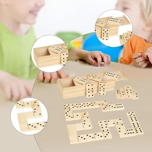Wooden Domino Set Family Games Gift Puzzle Game for Boys Girls Adults Kids - Picture 1 of 7