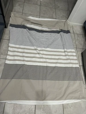 Funda nórdica Pottery Barn Kids algodón a rayas neutra doble Foto 1 de 4