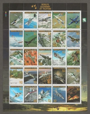 Islas Marshall 5 hojas de 25 aviones como nuevos nunca articulados. Valor facial $40 [492 Foto 1 de 4