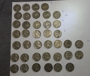 1942-45 Circulated 35% SILVER Jefferson Nickel Five Cent Coin LOT 39 Need A 🏡  - Picture 1 of 18