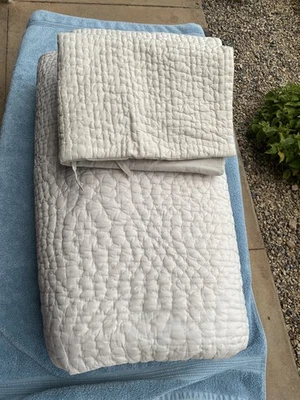 Garnet Hill King Cal Dream Quilt Cotton 2 Standard Shams Tan Beige Natural - Изображение 1 из 4