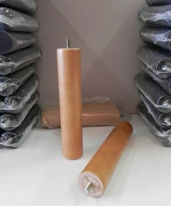 Pack 4 patas de somier cilindricas de madera con rosca. Color haya - Imagen 1 de 1