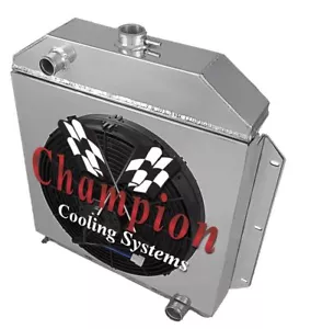 Radiador CR Champion 3 filas, ventilador de 16", cubierta para autos Ford Chevy Eng 1949-1953 - Imagen 1 de 6