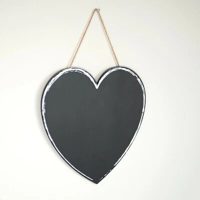 Vintage Hanging Heart Chalk Memo Black Board Home Wedding Decor Kitchen Office - Image 1 of 4