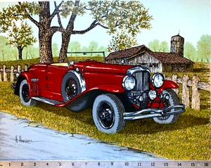 Vintage Automobile Serigraph by H. Hargrove - Picture 1 of 6