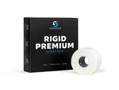 SPORTACULAR GEAR Sporttape RIGID PREMIUM | 3,8cm x 10m | weiß | Profi Qualität | extremer Halt
