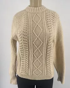 St. Michael Pure New Wool Cable Knit Pullover Sweater UK Made Cream 36" Vintage - Picture 1 of 9