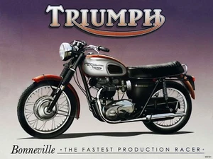 Triumph Bonneville the Fastest Production Racer Motorcycle Metal Sign - Picture 1 of 1