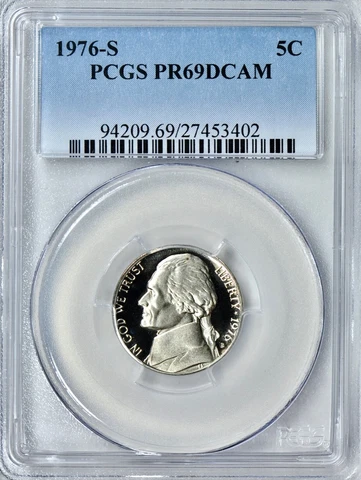 1976-S Jefferson Nickel 5C PCGS PR69DCAM in * Holder * Cover