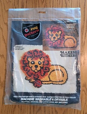 Vintage Coats & Clark Red Heart Dandy Lion Rug Pattern Makes A Rug Or Pillow NEW - Image 1 of 4