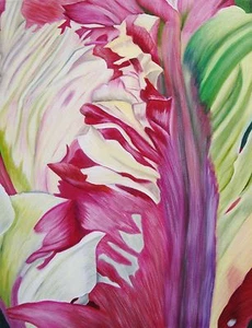 Abstract Tulip 4 - ORIGINAL ART PAINTING - OIL ON CANVAS - STUDIO ANGELA - Picture 1 of 1