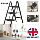 3 Step Ladder Portable Compact Folding Aluminium Non Slip Stool Heavy Duty 150kg