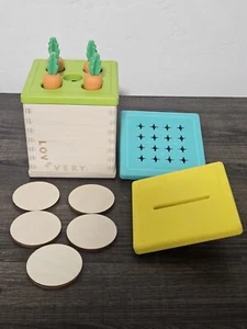 Lovevery Wooden Coin Bank Coins 4 Carrots 5 Coins Set from The Babbler Play Kit - Picture 1 of 4