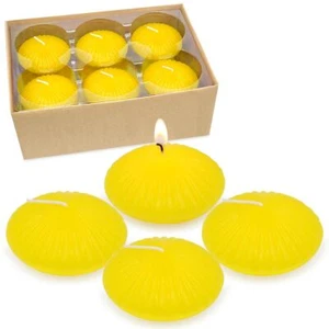 12 Pack 3 Inch Citronella Floating Candles For Summer 10 Hour Yellow Dripless Te - Picture 1 of 9