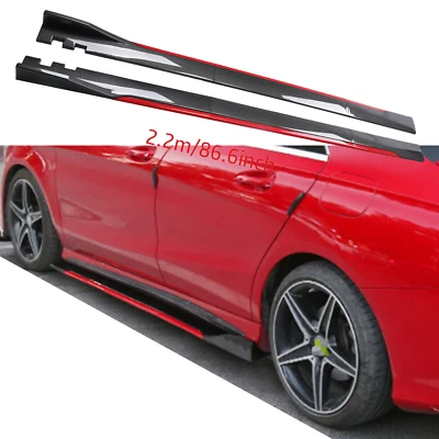 Carbon Fiber Look 86.6" Side Skirt Extension Spoiler Splitter For Toyota Venza - Image 1 of 4