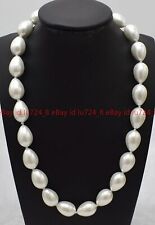 Fashion Jewelry 12x16mm Beautiful White Teardrop Shell Pearl Necklace 14-36"