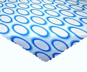 Tablecloth Blue White Circles 70er Years Pattern 130 X 160 CM - Picture 1 of 2