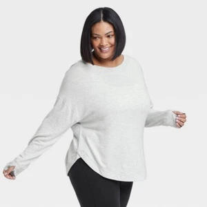 All in Motion Women's Heathered Gray Super Soft Modal Thumbhole Sweatshirt 4X - Picture 1 of 3