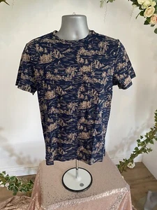 Native Youth Men's T Shirt Top Tee Size M Navy Blue Palm Print New Top JU17 - Picture 1 of 7