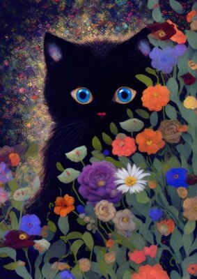 Póster arte de pared con estampado floral de gato de jardín Claude Monet imagen A3 A4 A5 Foto 1 de 4