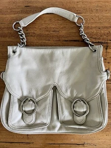 /π OROTON WHITE LEATHER Satchel Tote Shoulder Bag Handbag Red Medium Large - Picture 1 of 7
