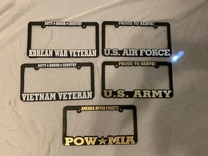 NEW LICENSE PLATE FRAME USAF U.S AIR FORCE PROUD TO SERVE BLACK SILVER MADE USA - Picture 1 of 12