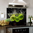 Glass Splashback Kitchen Tile Cooker Panel ANY SIZE Apples Water Splash Art 0449