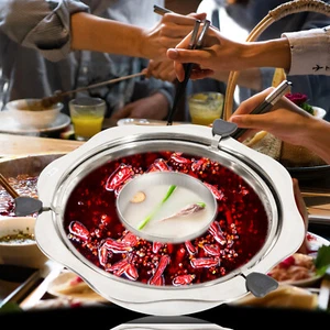 2-layer Detachable Stainless Steel Rotating Hot Pot Two Partition Shabu Cooker - Picture 1 of 10