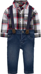 Carter s Niños 3 Piezas Vestido Me Up Jean Conjunto de Pantalones con Tirantes, 24 Meses Azul - Imagen 1 de 1