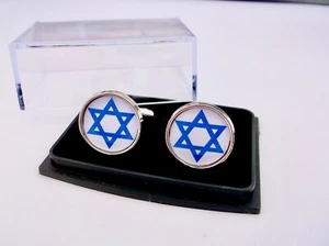 STAR OF DAVID RELIGION JEWISH MENS CUFFLINKS GIFT - Picture 1 of 4