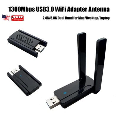 1300Mbps USB3.0 WiFi Adapter Antenna 2.4G/5.8G Dual Band for Mac/Desktop/Laptop - Image 1 of 4
