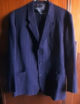 1940s Vintage Navy Blue 3 Button Harvard Pinstripe Jacket  - Image 1 of 4