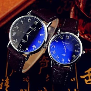 Mens Wrist Watches Watch Analogue Quartz Fashion Gift Leather *1 T0Z9 - Picture 1 of 12