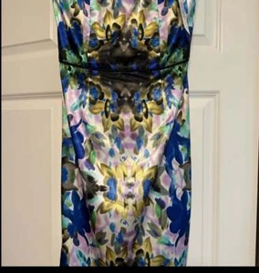 Women’s Maggy London Blue Floral Sheath Strapless Dress Size 6 NWT - Picture 1 of 2