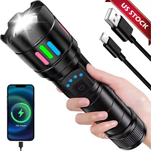 35000000 Lumen Super Bright LED Tactical Flashlight Rechargeable Work Light Lot - Picture 1 of 21