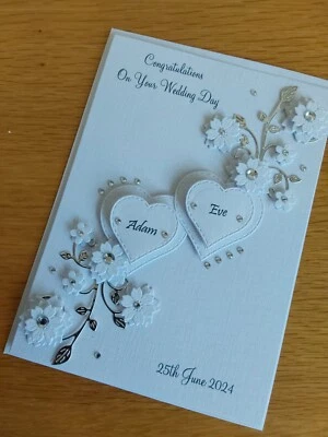 Personalised Handmade Wedding or Anniversary Card 5 x 7 with Envelope