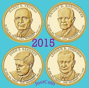 2015-D PRESIDENTIAL DOLLARS SET TRUMAN EISENHOWER KENNEDY JOHNSON UNCIRCULATED - Picture 1 of 1